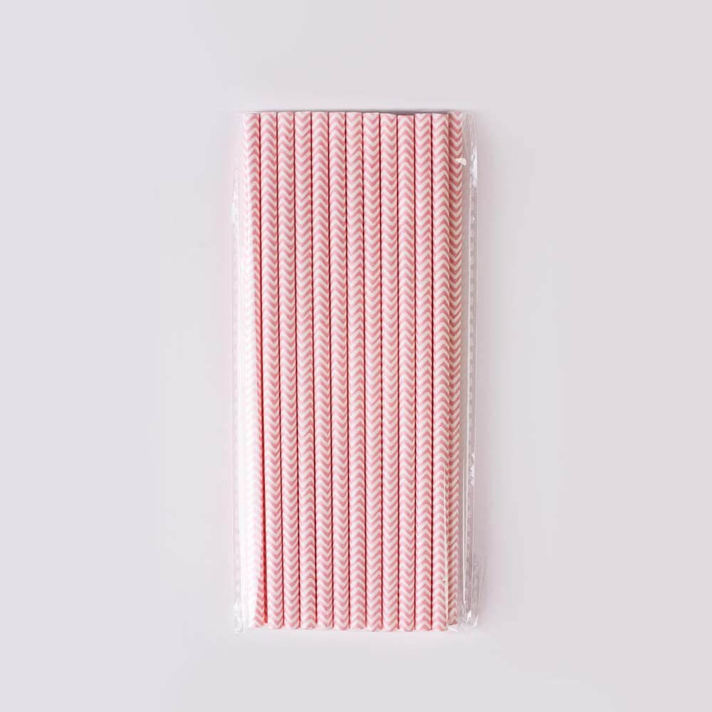 Χάρτινα καλαμάκια με ροζ zigzag μοτίβο