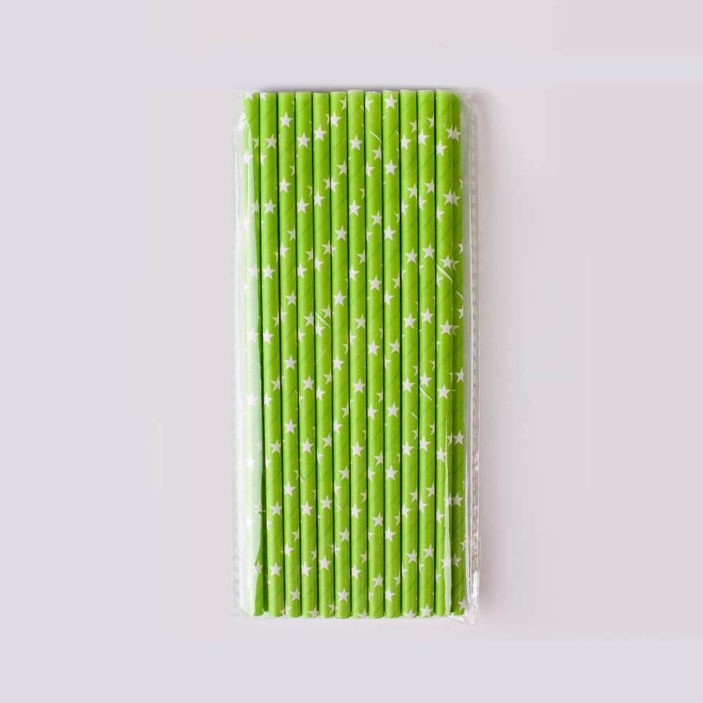 Χάρτινα καλαμάκια με αστεράκια σε λαχανί φόντο