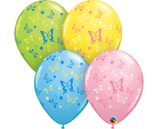 Μπαλόνια λάτεξ 28εκ. με πεταλούδες 5τεμ.