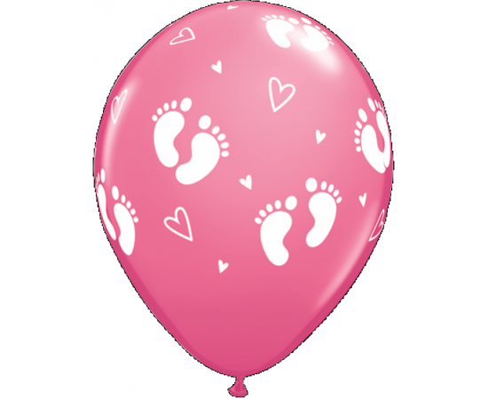 Μπαλόνια λάτεξ 28εκ. Baby Footprints Rose 5τεμ.