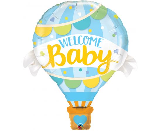 Μπαλόνι Φοιλ γαλάζιο Αερόστατο Welcome Baby 107εκ.