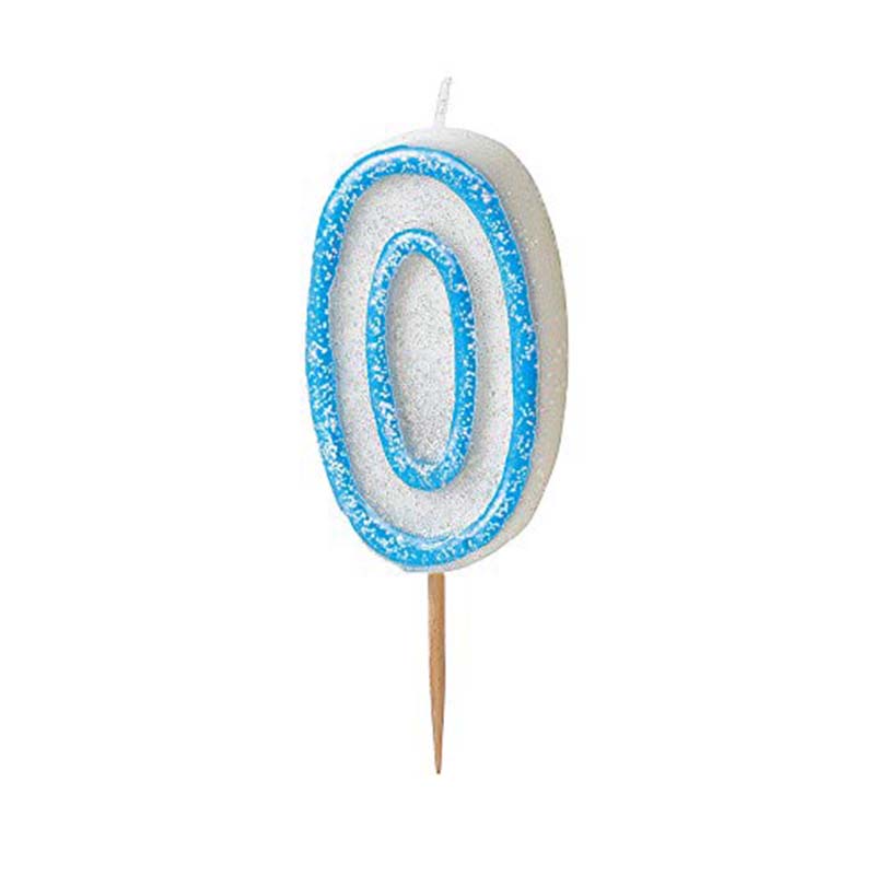 Κεράκι νούμερο 0 με μπλε περίγραμμα