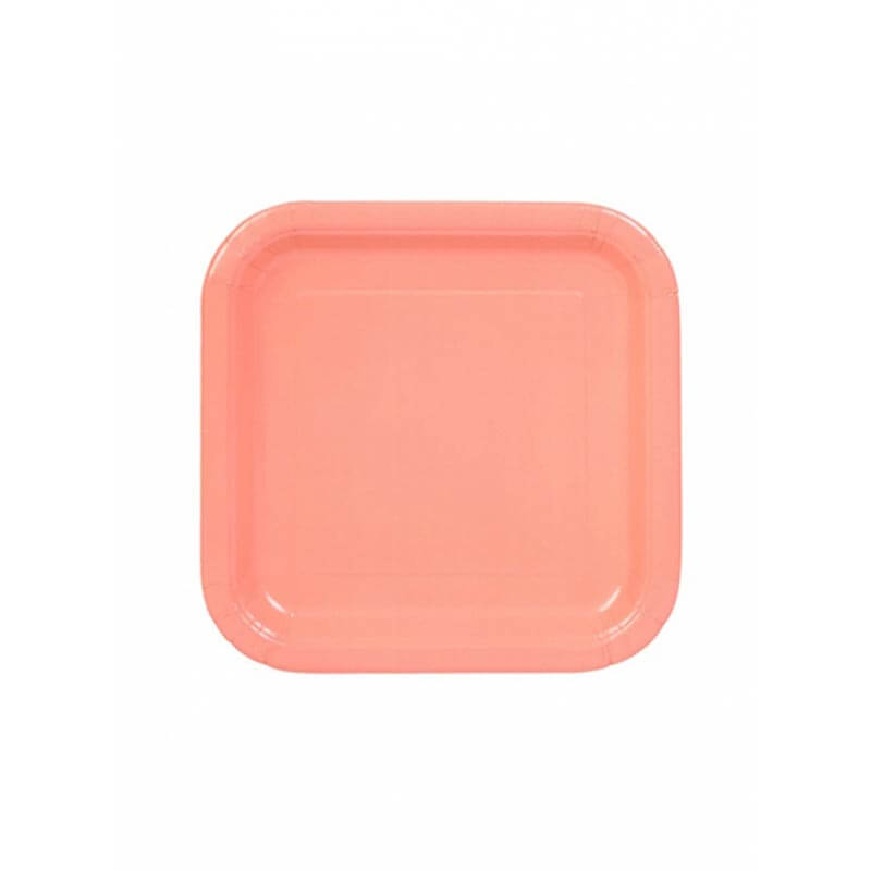Πιάτο χάρτινο γλυκού σε κοραλί χρώμα 17 εκ
