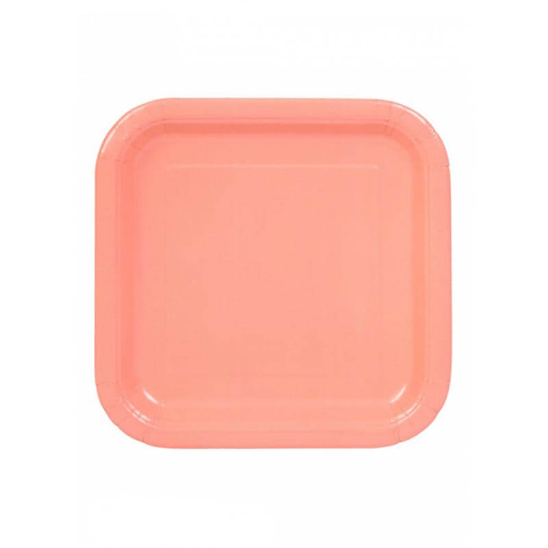 Πιάτο χάρτινο φαγητού σε κοραλί χρώμα 23 εκ
