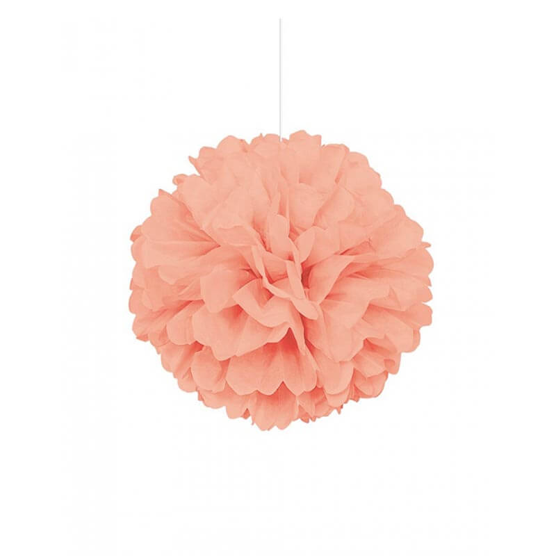 Διακοσμητική μπάλα Puff σε κοραλί χρώμα