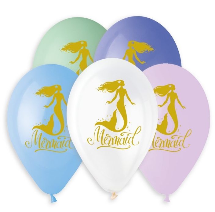 Μπαλόνια λάτεξ χρυσή Γοργόνα 33εκ. 5τεμ.