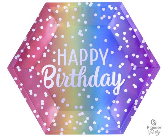 Πιάτα Χάρτινα Εξάγωνα Rainbow Ombre 8τεμ.