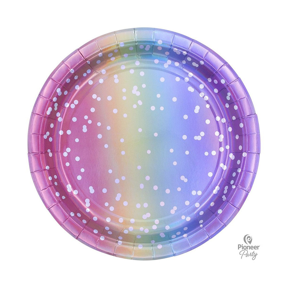 Πιάτα Χάρτινα 23εκ. Rainbow Ombre 8τεμ.