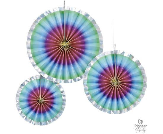 Διακοσμητικές Βεντάλιες Χάρτινες Rainbow Ombre 3 τεμ