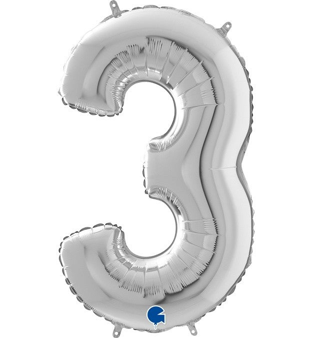 Μπαλόνι Φοιλ Νούμερο 3 ασημί 66εκ.