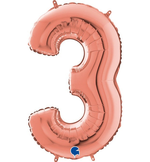 Μπαλόνι Φοιλ ροζ χρυσό Νούμερο 3 66εκ.