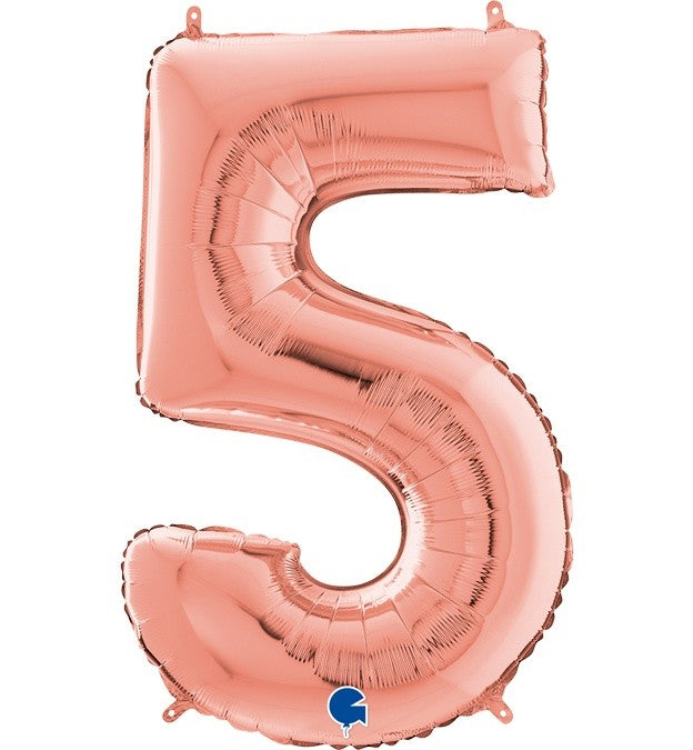 Μπαλόνι Φοιλ ροζ χρυσό Νούμερο 5 66εκ.