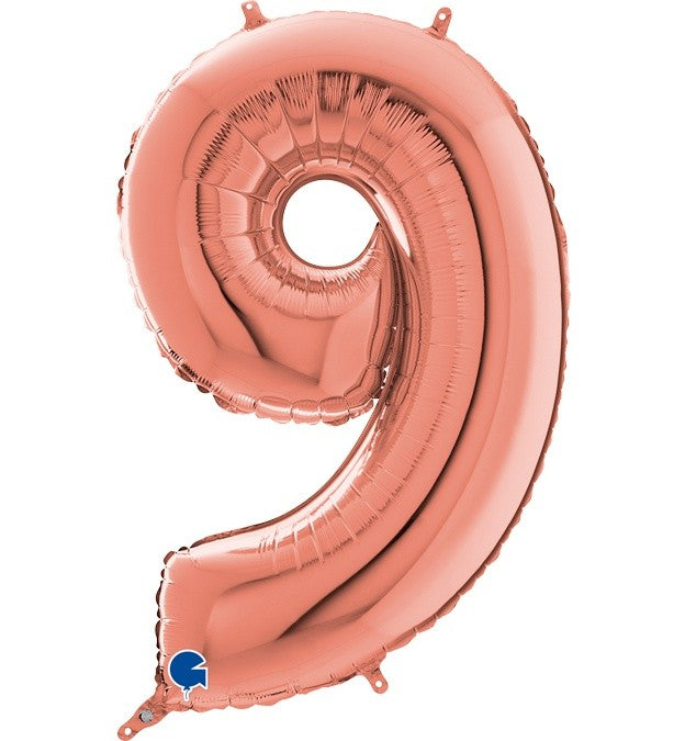 Μπαλόνι Φοιλ ροζ χρυσό Νούμερο 9 66εκ.