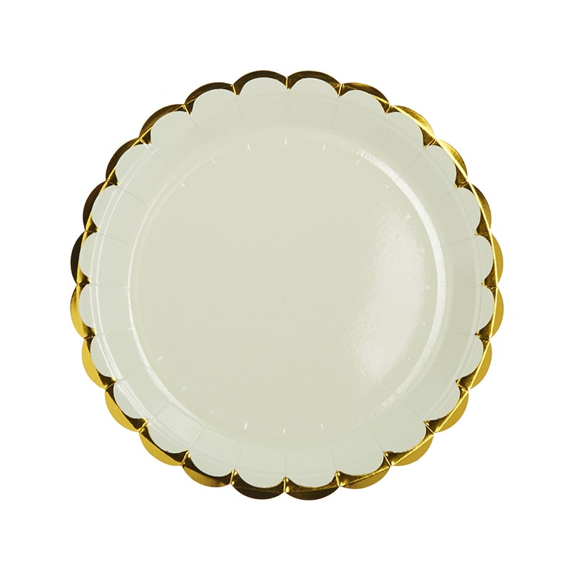 Πιάτα φαγητού 23εκ. χρυσό συννεφάκι σιέλ ανοιχτό 10τεμ.