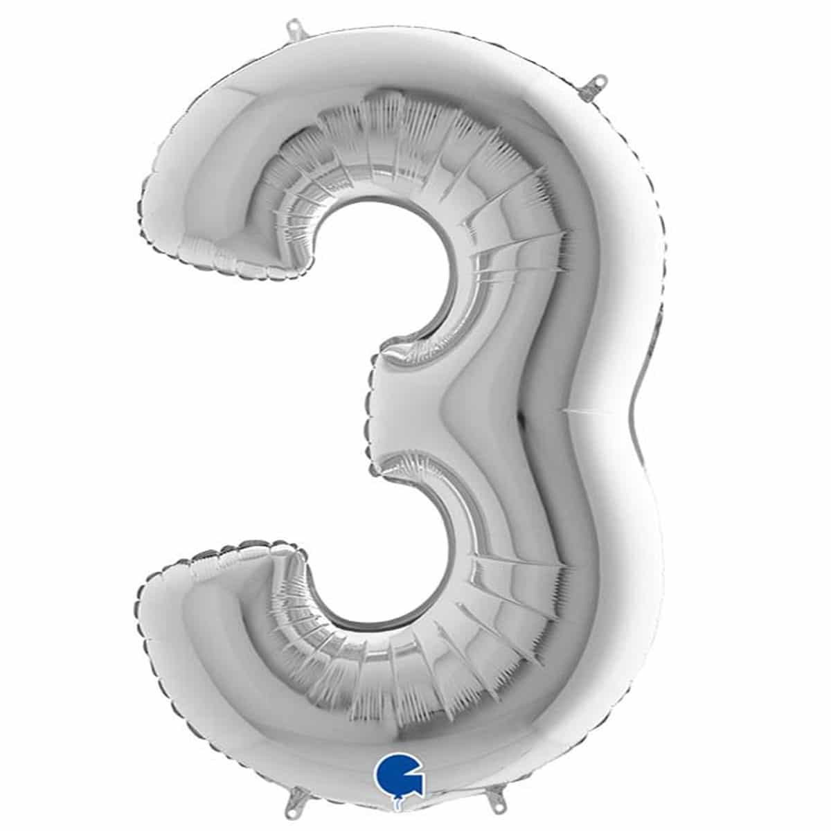 Μπαλόνι Φοιλ Νούμερο 3 ασημί 102εκ.