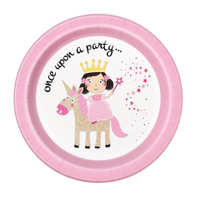 Χάρτινα πιάτα φαγητού Pink Princess and Unicorn