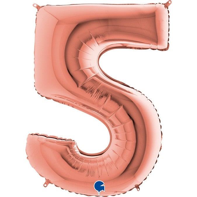 Μπαλόνι Φοιλ ροζ χρυσό Νούμερο 5 102εκ.