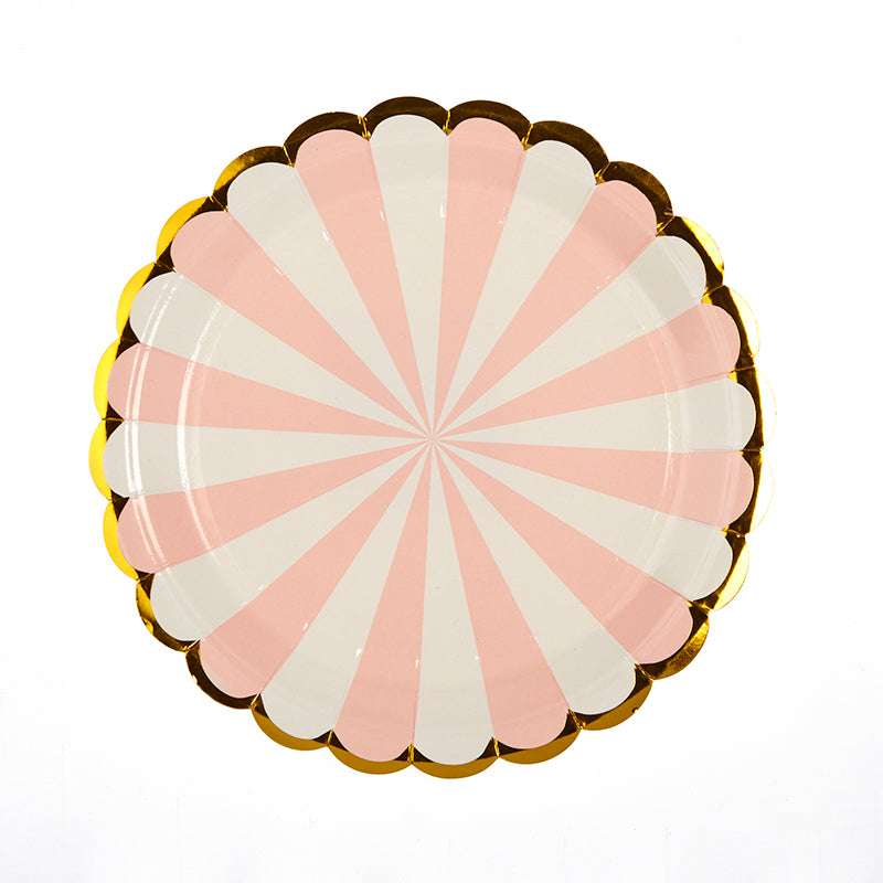 Πιάτα γλυκού 18εκ. ροζ ρίγες 10τεμ.