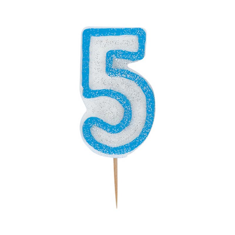 Κεράκι νούμερο 5 με μπλε περίγραμμα