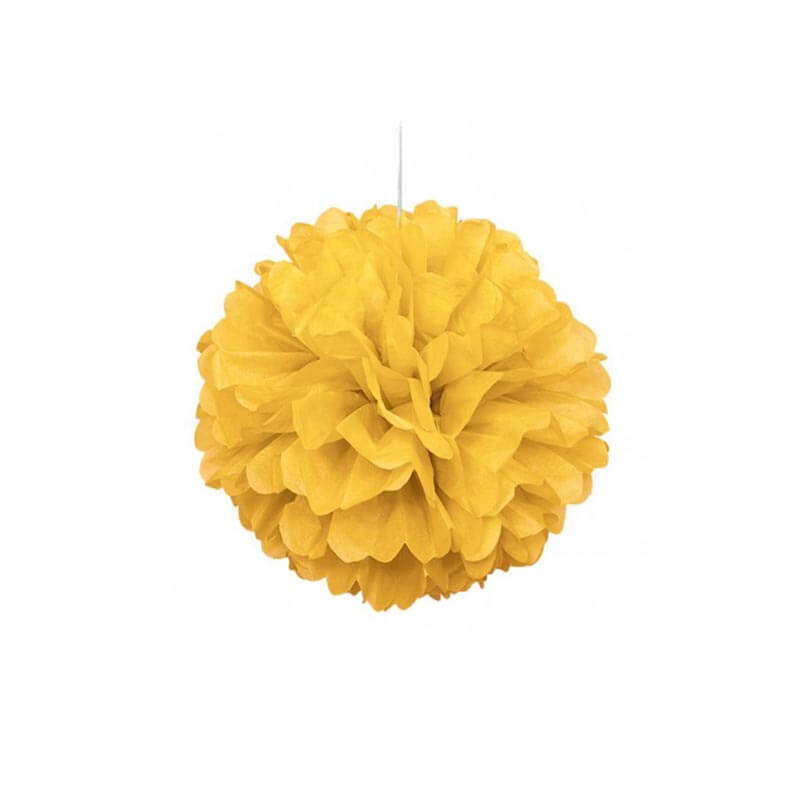 Διακοσμητική μπάλα Puff σε κίτρινο χρώμα