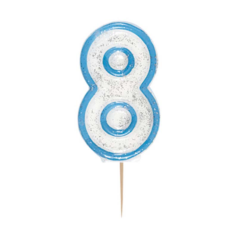 Κεράκι νούμερο 8 με μπλε περίγραμμα