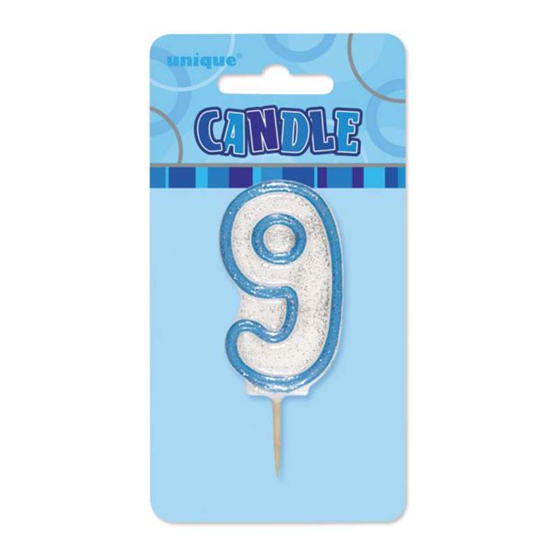 Κεράκι νούμερο 9 με μπλε περίγραμμα