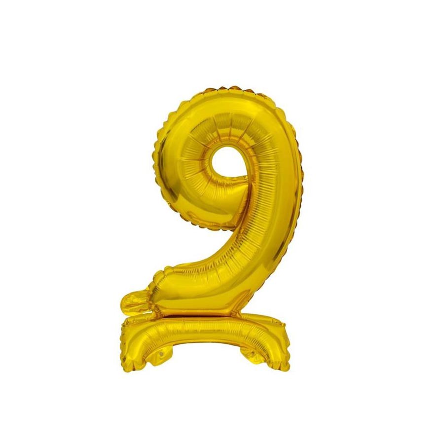 Μπαλόνι Νούμερο '9' Χρυσό με βάση 74cm