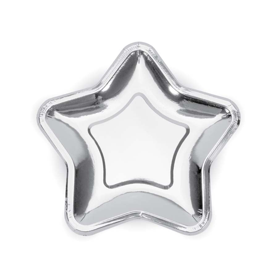 Χάρτινο πιάτο φαγητού ασημί αστέρι 23εκ