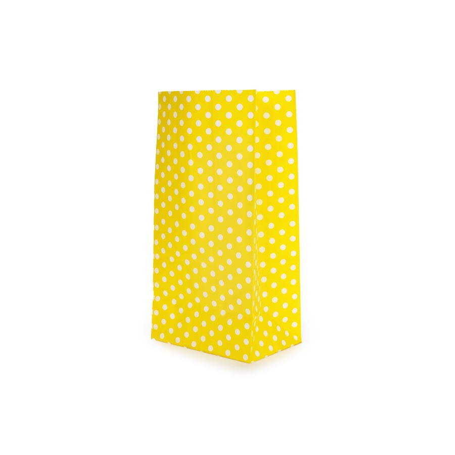 Χάρτινη σακούλα πουά κίτρινη 9x18x6cm 10τεμ