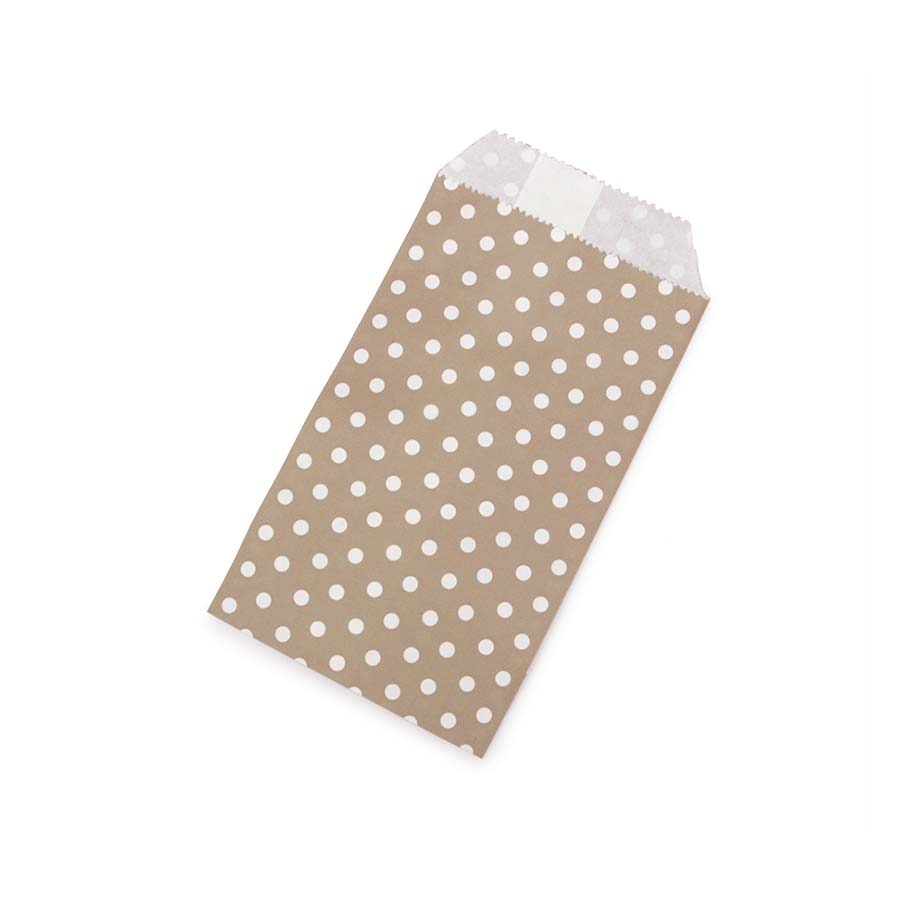 Χάρτινος φάκελος φυσικό πουά 8x15εκ 10τεμ