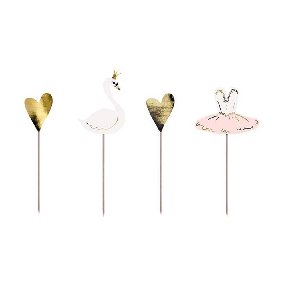 Διακοσμητικά toppers κύκνος για τούρτα 4τεμ.