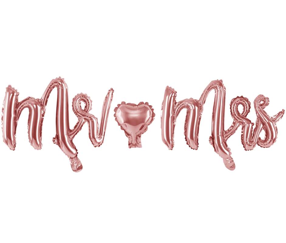 Μπαλόνια φράση Mr & Mrs ροζ χρυσό