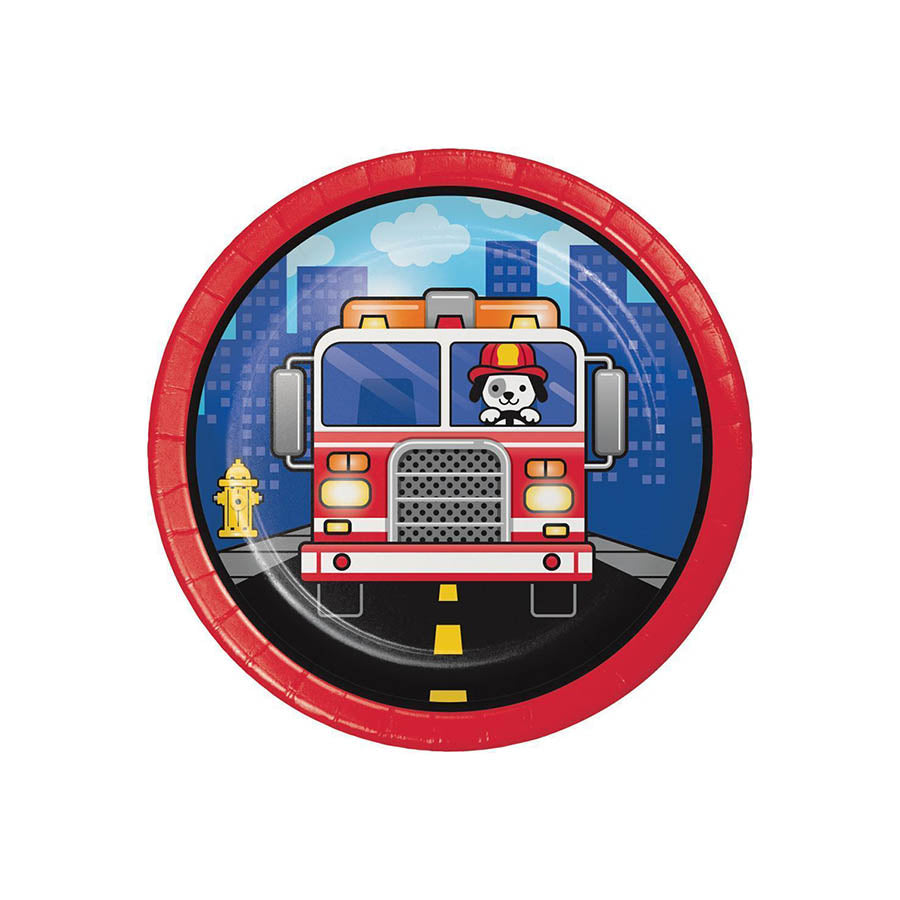 Χάρτινα πιάτα γλυκού Flaming Fire Truck 8τεμ