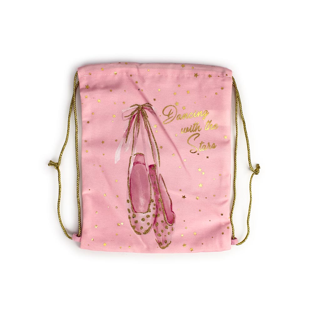 Υφασμάτινο σακίδιο πλάτης ροζ πουέντ 30x25εκ