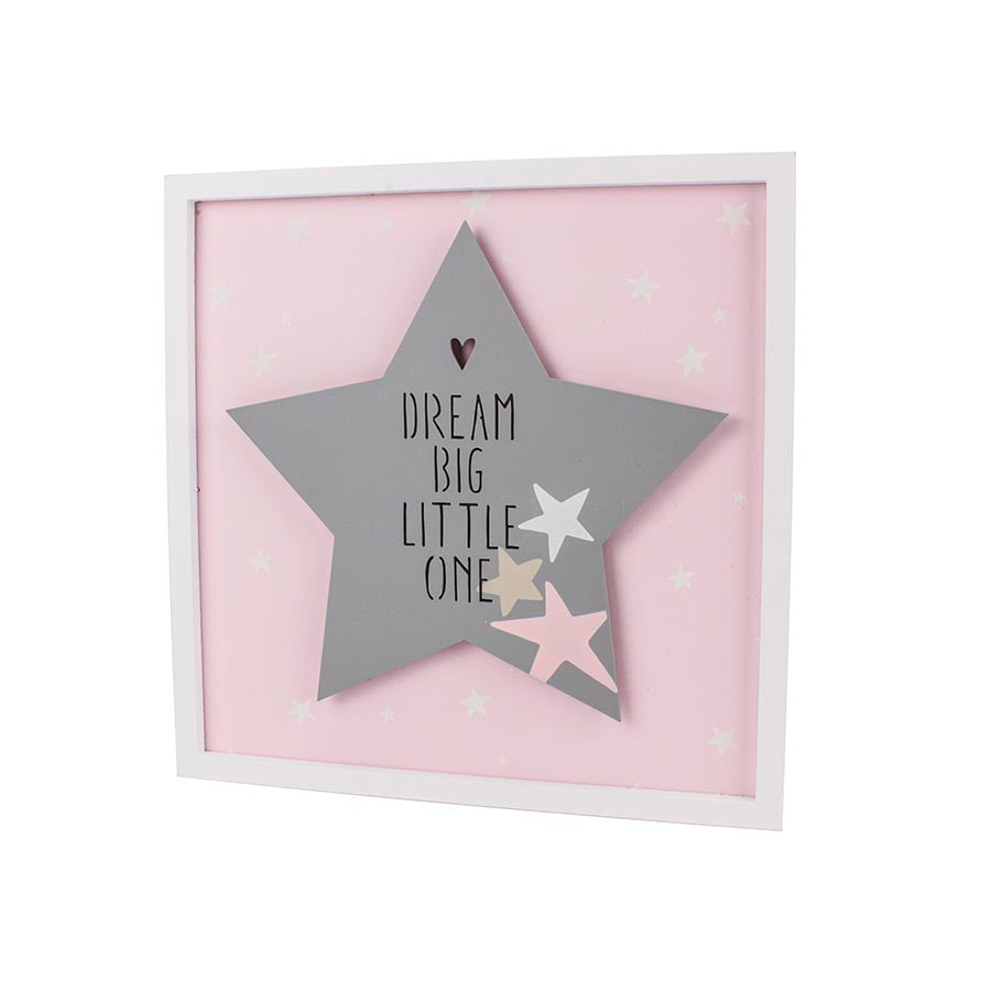 Καδράκι αστέρι ροζ με LED 30x30εκ