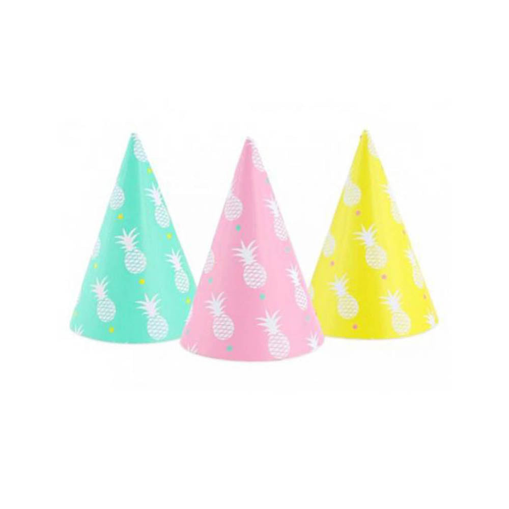 Χάρτινα καπέλα ανανάδες παστέλ 6τεμ