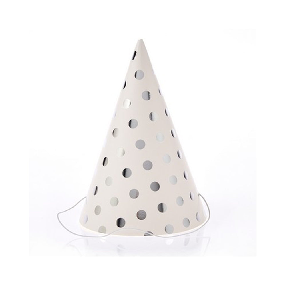 Χάρτινα καπέλα πουά ασημί 6τεμ