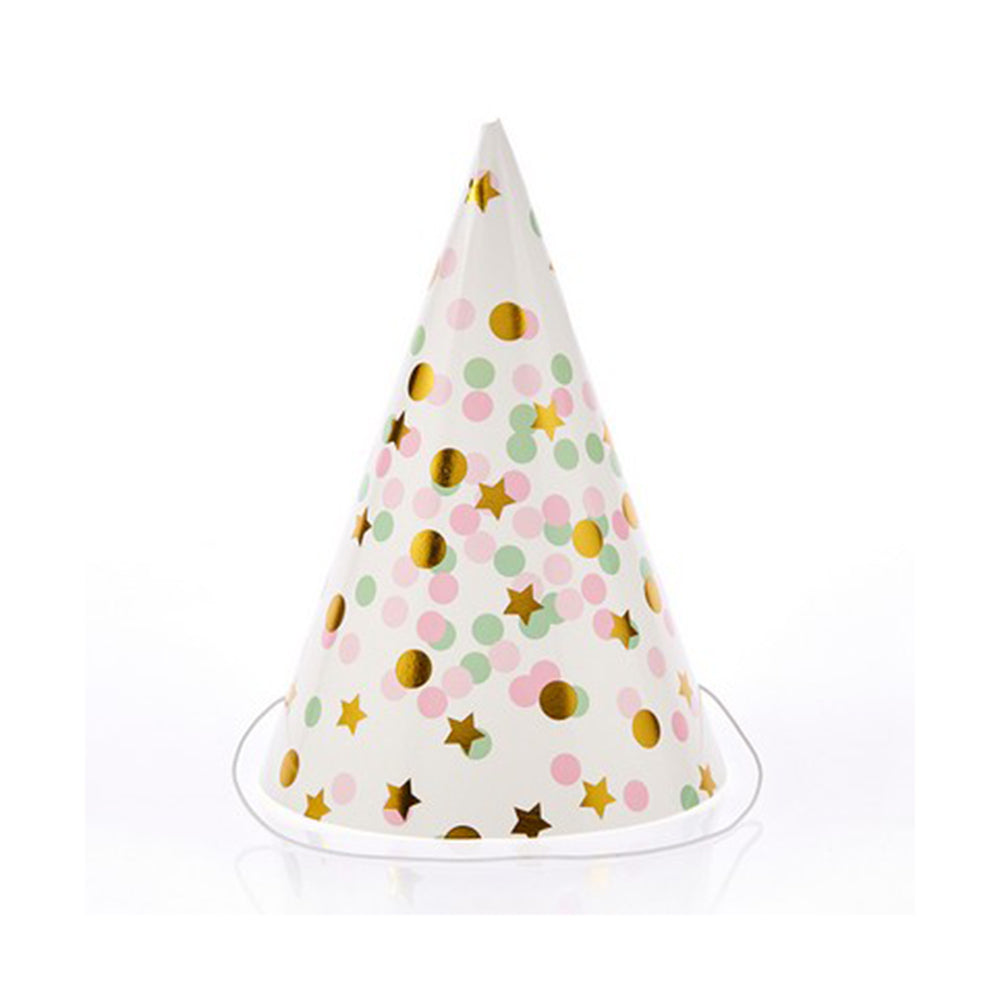 Χάρτινα καπέλα πουά αστέρια 6τεμ