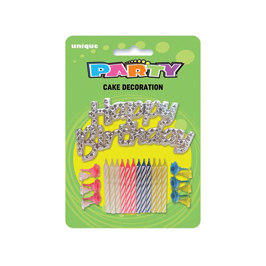 Κεράκια γενεθλίων & topper "Happy Birthday"