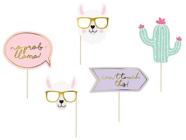 Στικάκια Photobooth με θέμα Lama 5τεμ.
