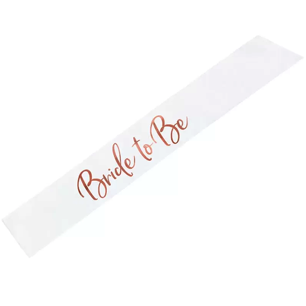 Κορδέλα "Bride to Be" Σατέν Λευκή Rose Gold Letters 1 τεμ