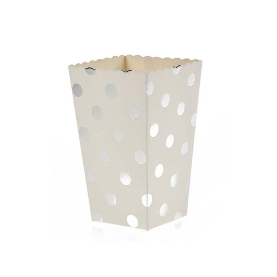 Κουτάκι ποπ-κορν με ασημί πουά 6τεμ