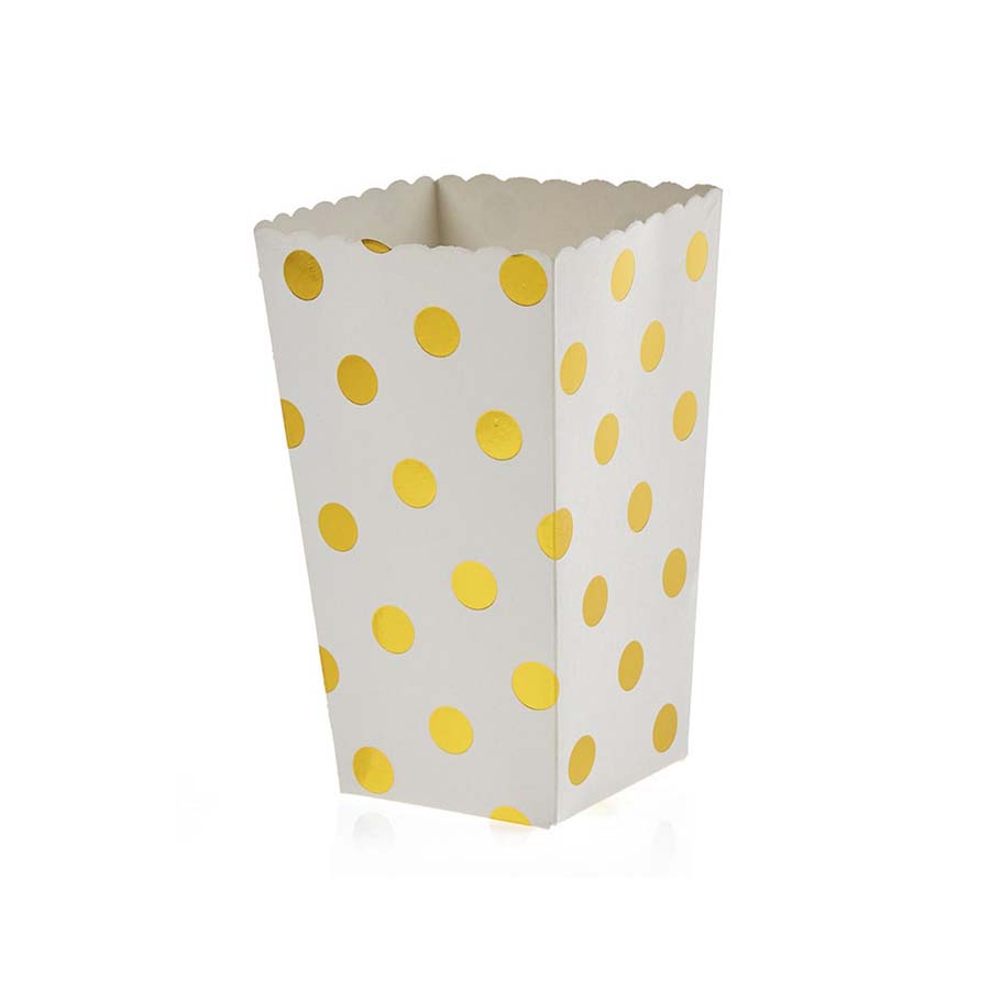 Κουτάκι ποπ-κορν με χρυσό πουά 6τεμ.