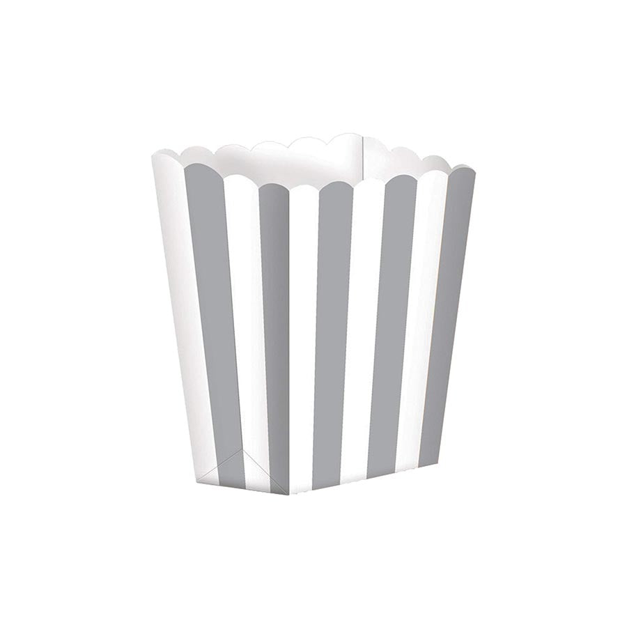 Κουτί Ποπ Κορν Ασημί με Ρίγες (5 τεμ)