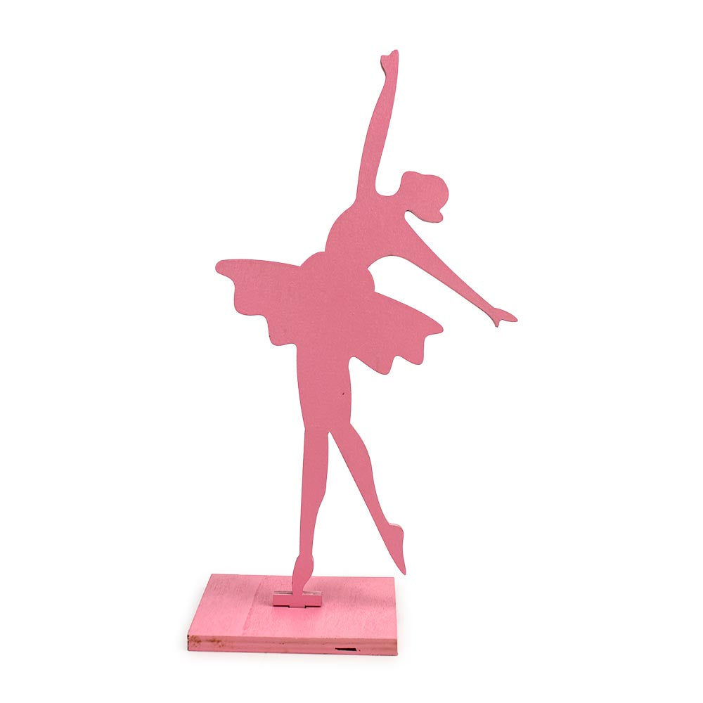 Ξύλινη μπαλαρίνα ροζ 15x28εκ