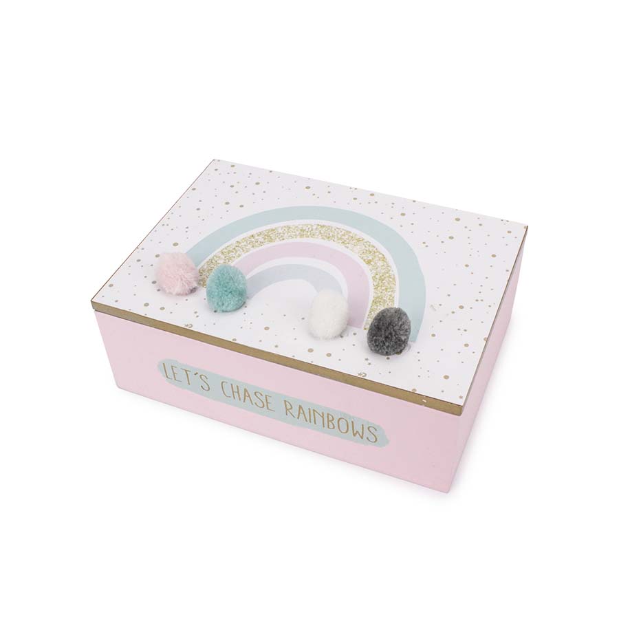 Κουτάκι ξύλινο ουράνιο τόξο 17x12x6εκ