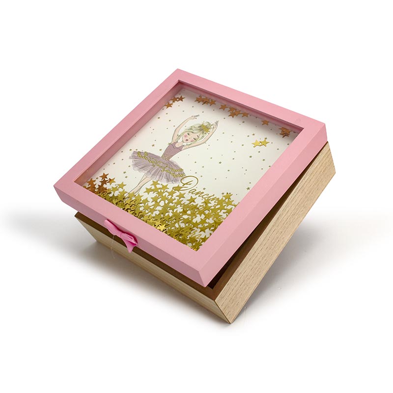 Ξύλινο κουτάκι με μπαλαρίνα 19x19εκ