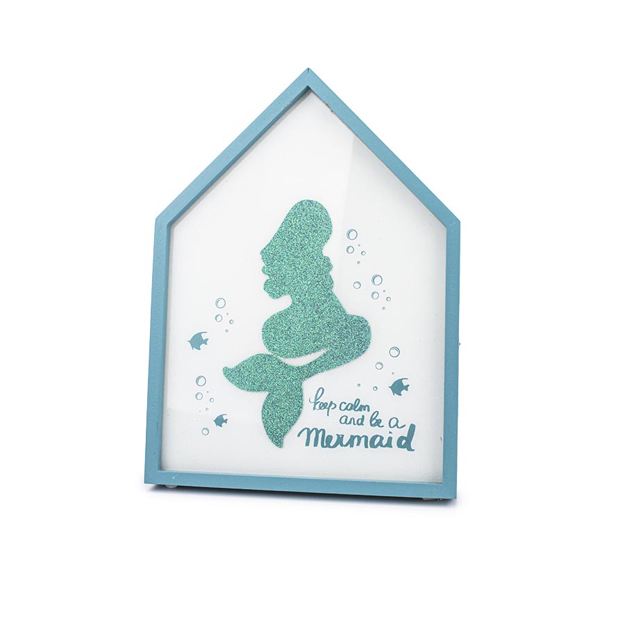 Πίνακας γοργόνα τιρκουάζ με LED 25x19εκ