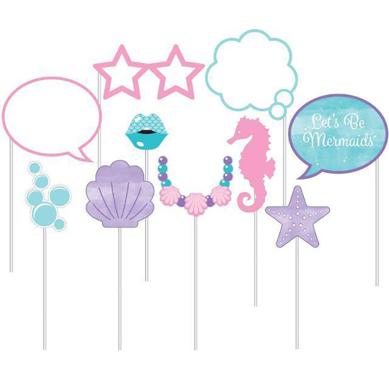 Χάρτινα Photo Booth Props Mermaid Shine 10τεμ