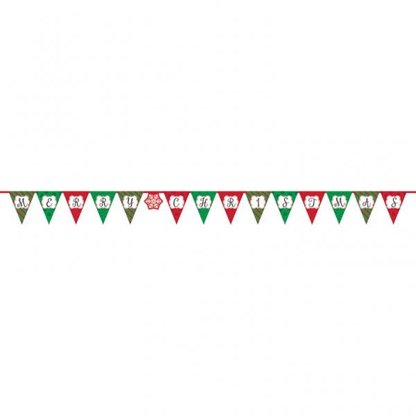 Χριστουγεννιάτικη γιρλάντα σημαιάκια Merry Christmas 3,81m